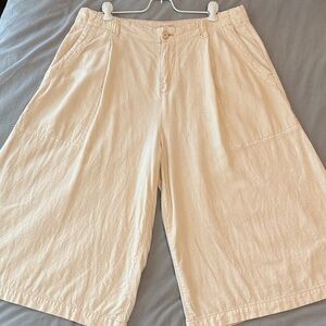 Pilcro Cream Wide-Leg Cotton Culottes